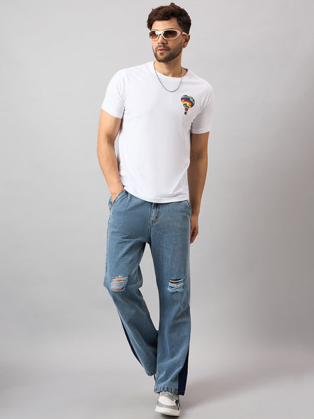White Chest Embroidery T-Shirt