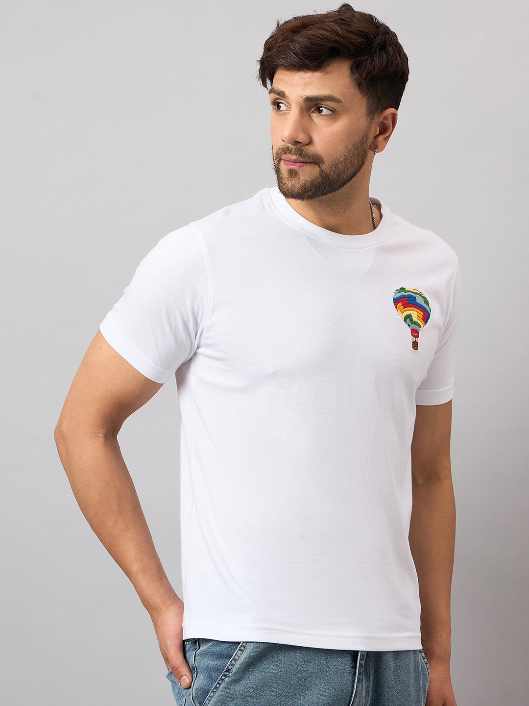 White Chest Embroidery T-Shirt