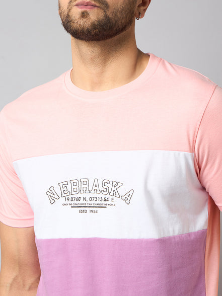 Peach Colorblocked T-Shirt