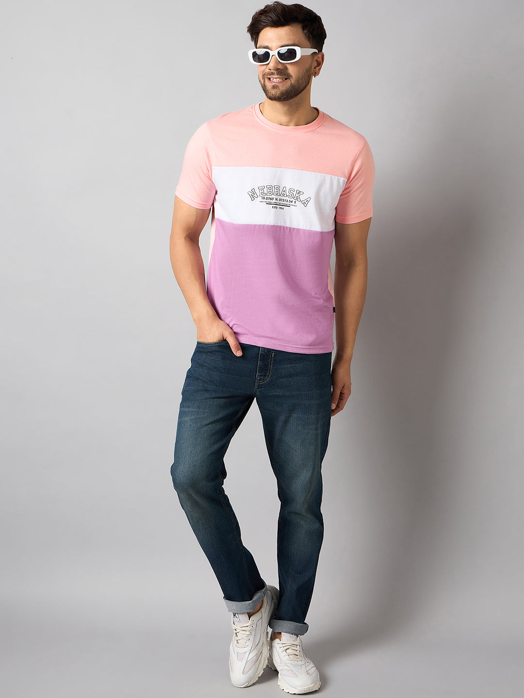 Peach Colorblocked T-Shirt