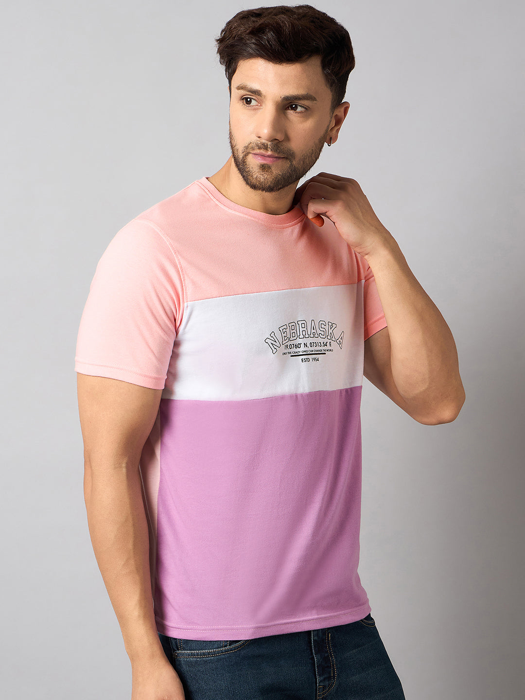 Peach Colorblocked T-Shirt