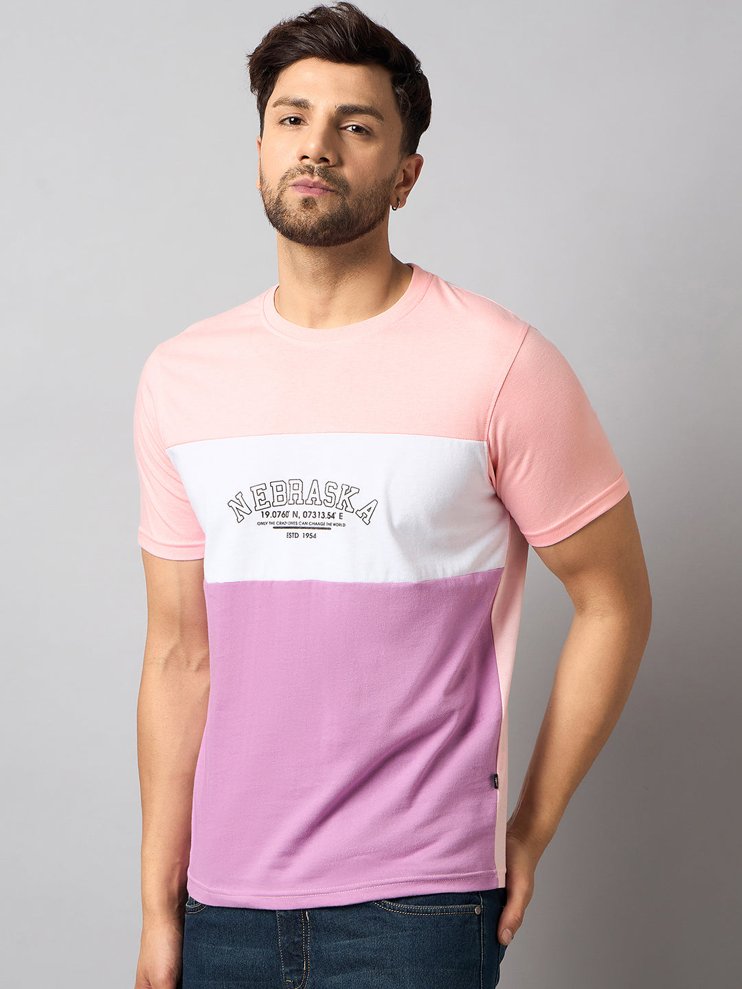 Peach Colorblocked T-Shirt