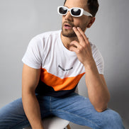 White Colorblocked T-Shirt