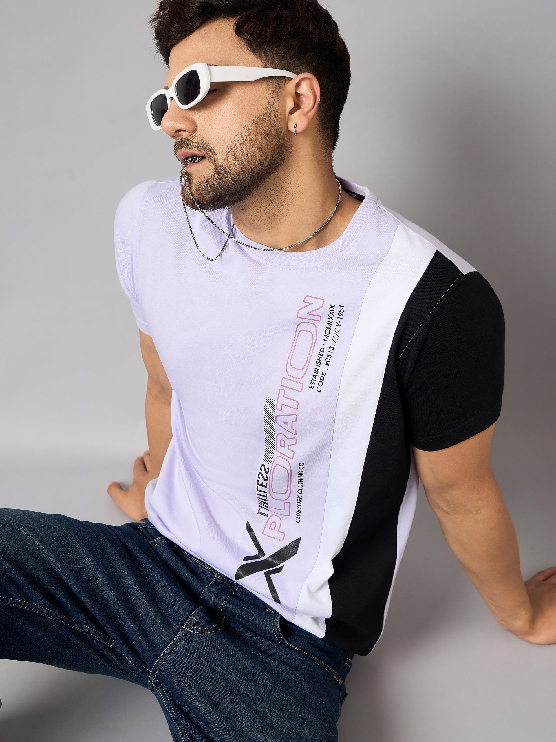 Purple Colorblocked T-Shirt