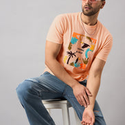 Peach Printed T-Shirt