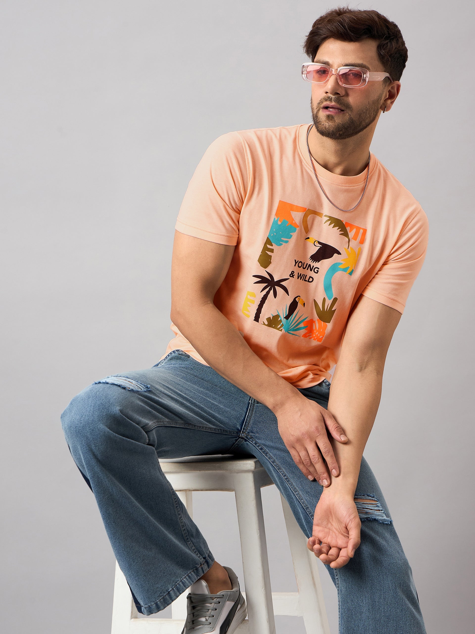 Peach Printed T-Shirt