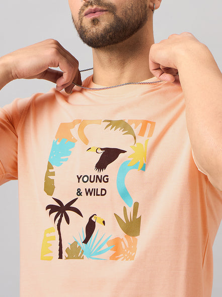 Peach Printed T-Shirt