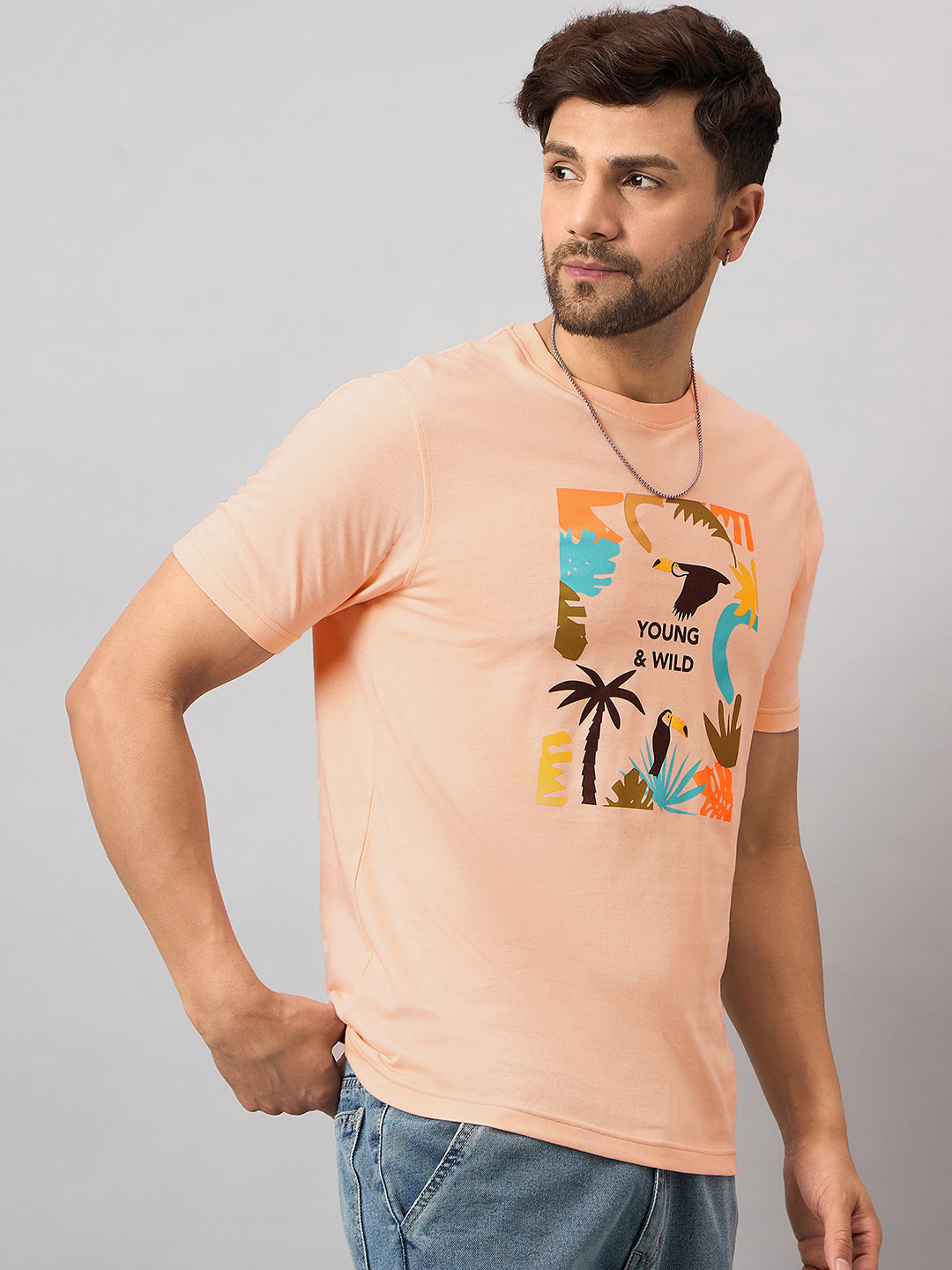 Peach Printed T-Shirt