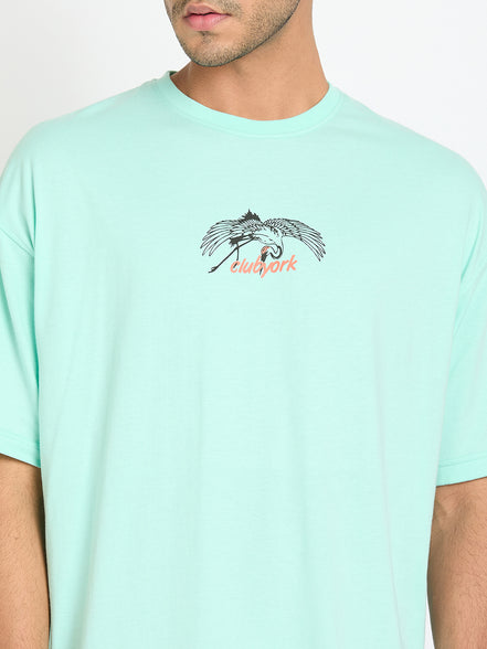 Sea Green Printed T-Shirt