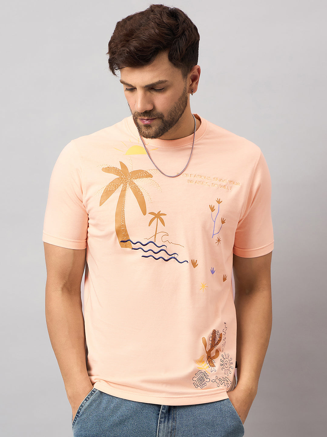 Peach Printed T-Shirt