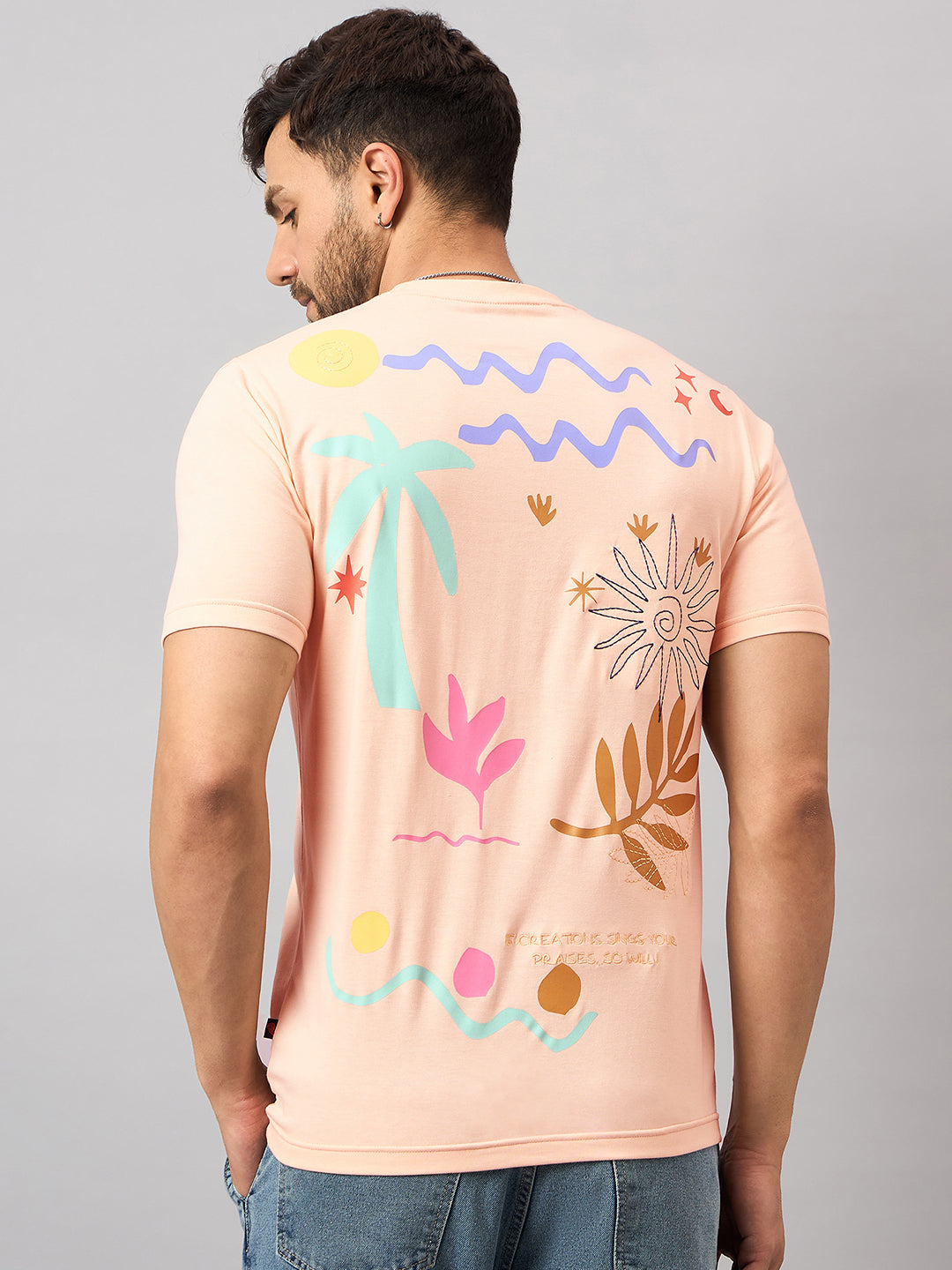 Peach Printed T-Shirt