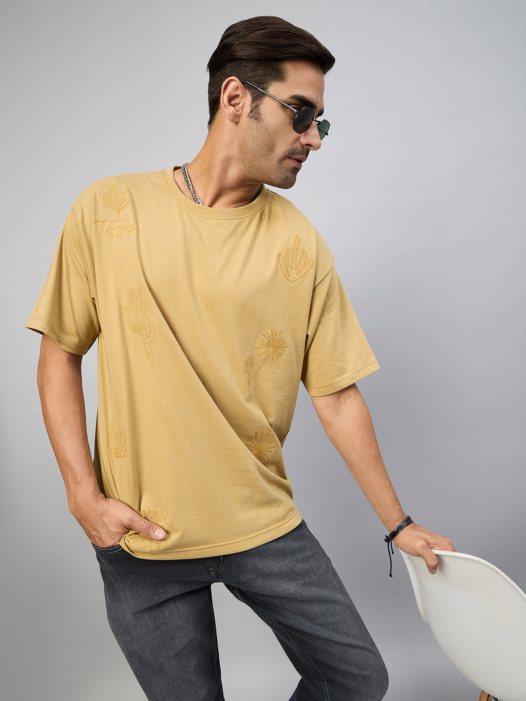 Beige Embroidery T-Shirt