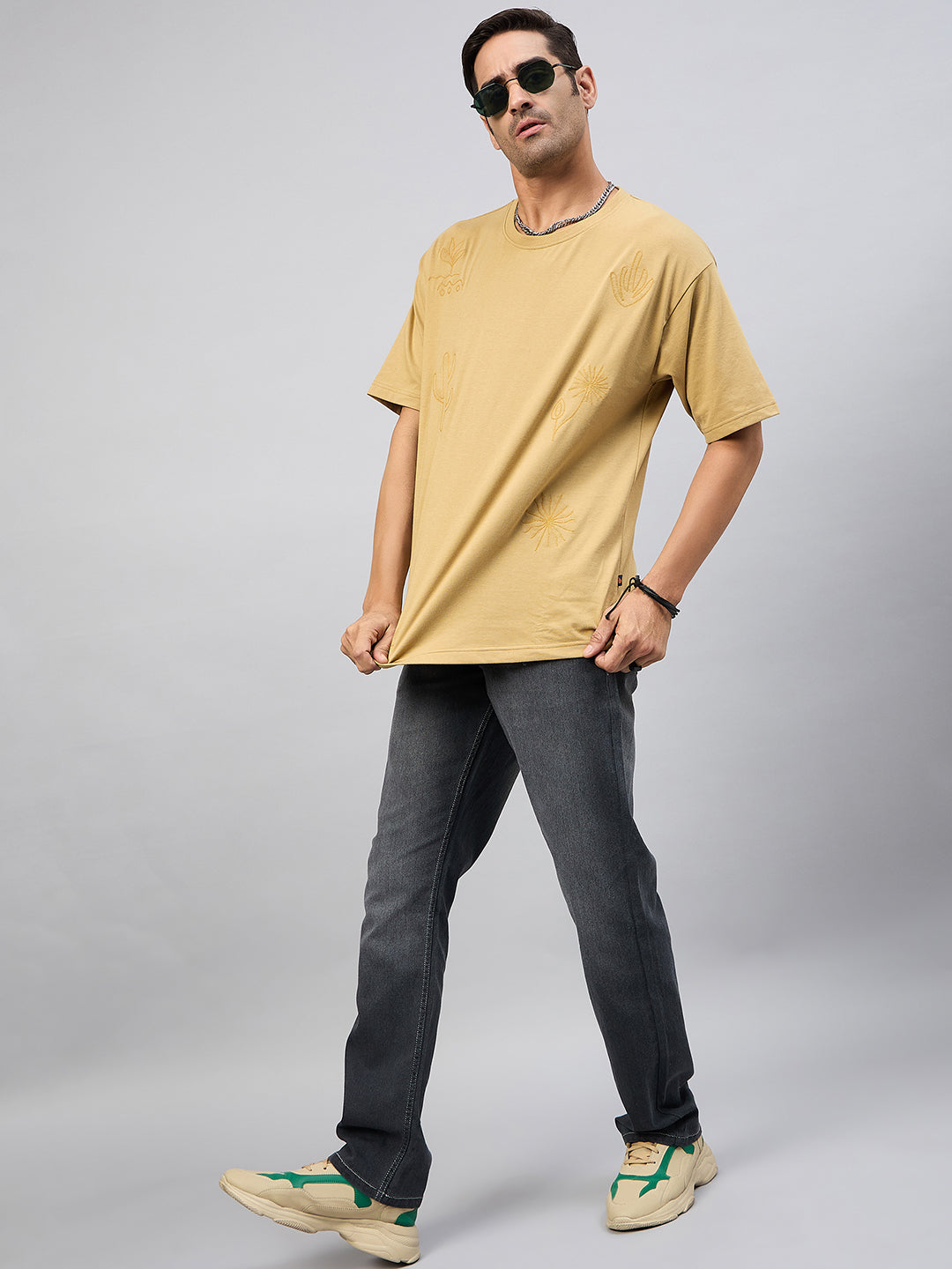Beige Embroidery T-Shirt