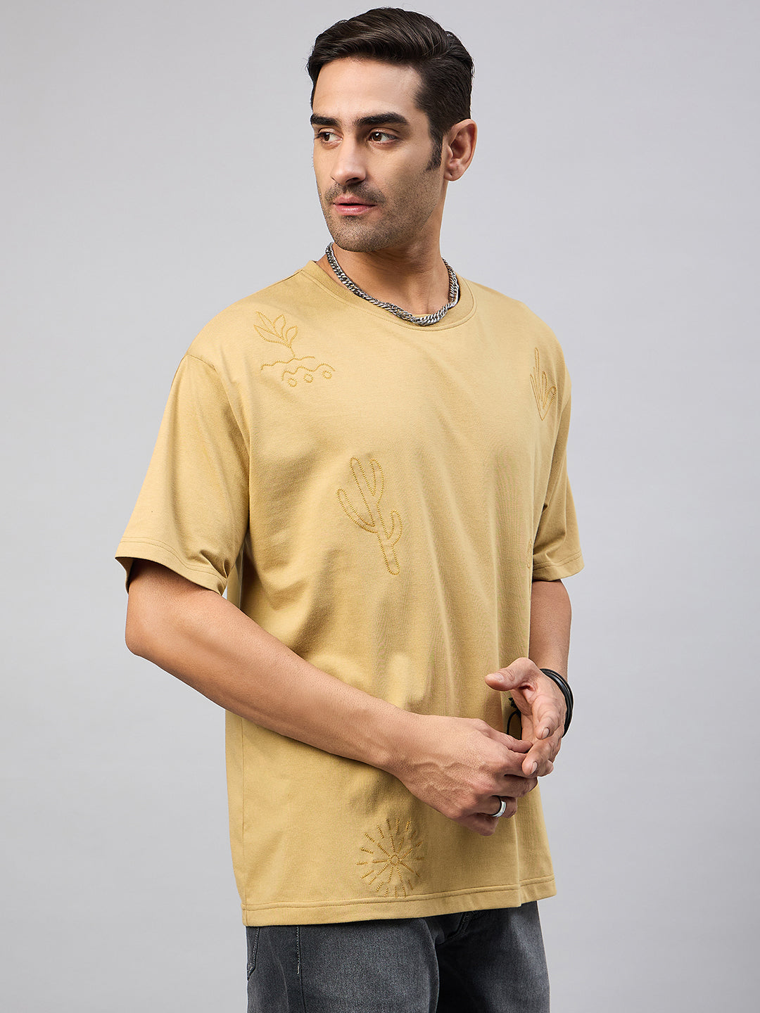 Beige Embroidery T-Shirt