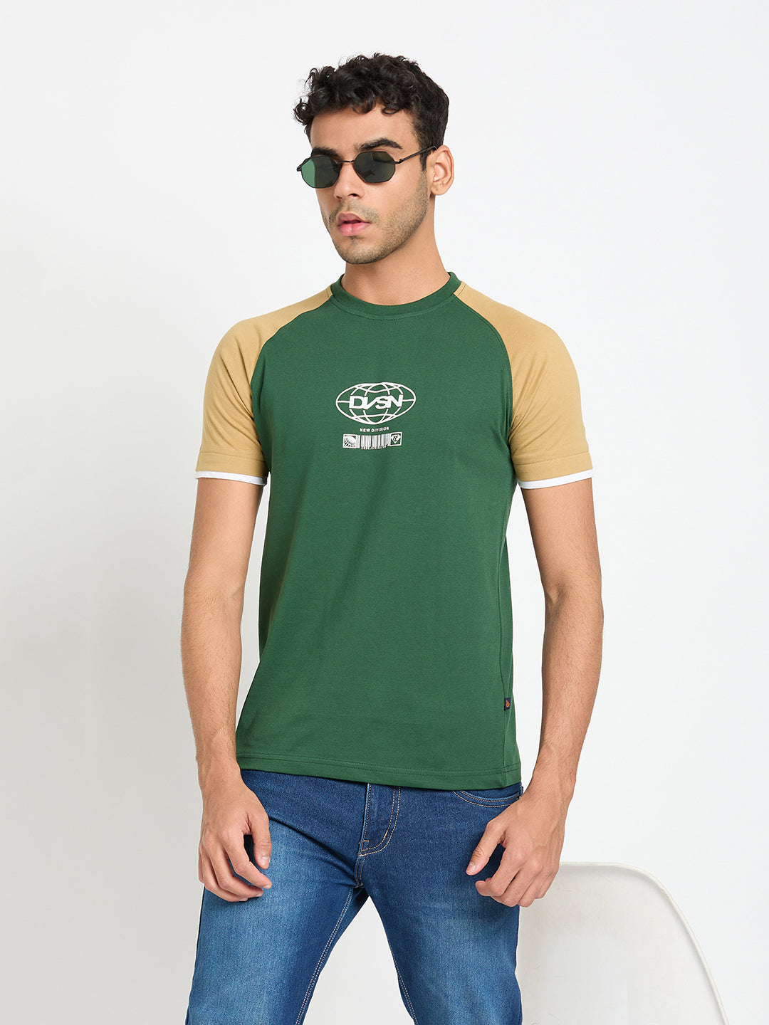 Green Colorblocked T-Shirt