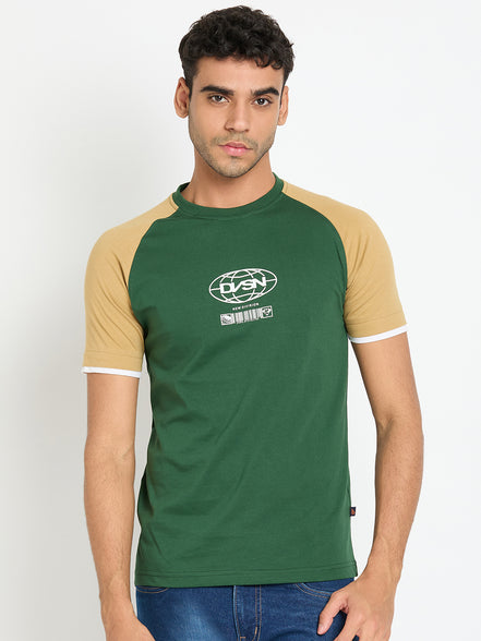 Green Colorblocked T-Shirt