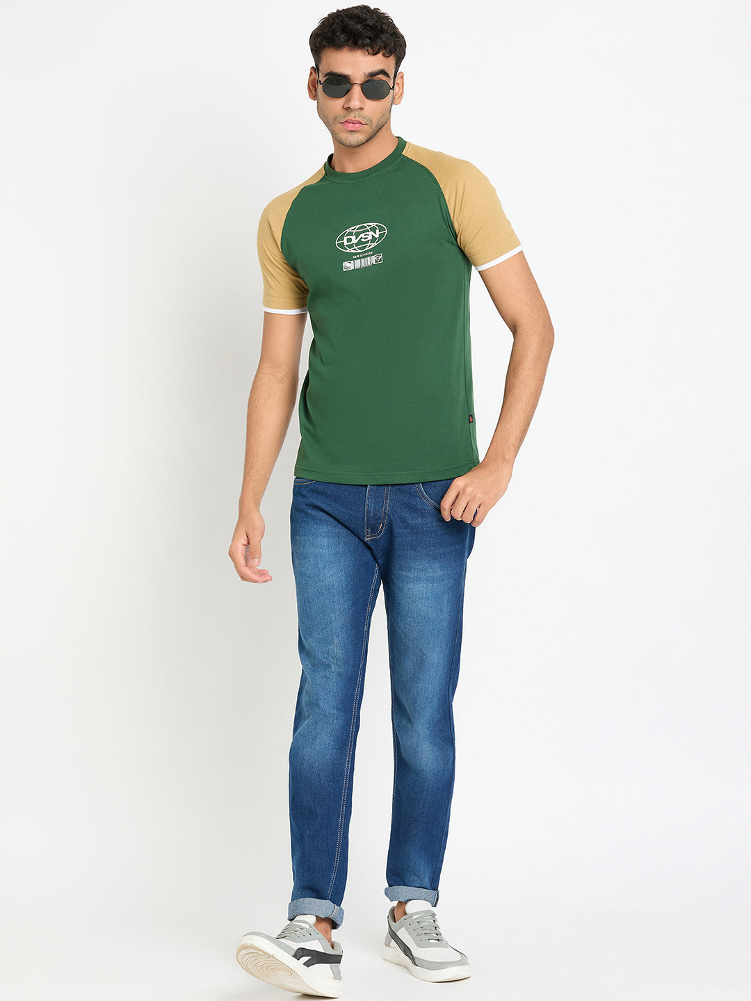 Green Colorblocked T-Shirt