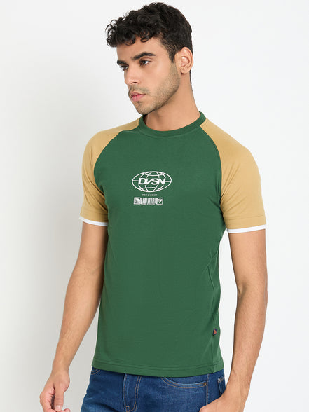 Green Colorblocked T-Shirt