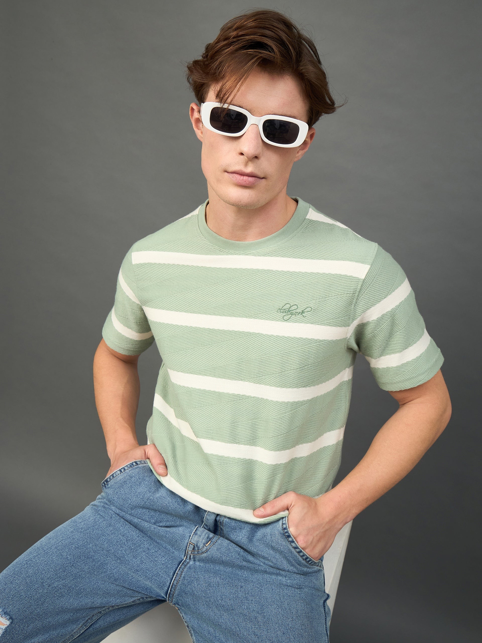 Light Green Striped T-Shirt