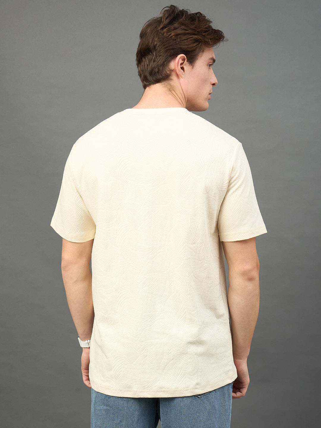 Beige Solid T-Shirt
