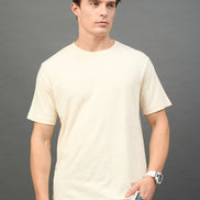 Beige Solid T-Shirt