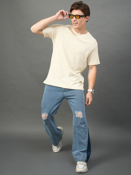 Beige Solid T-Shirt