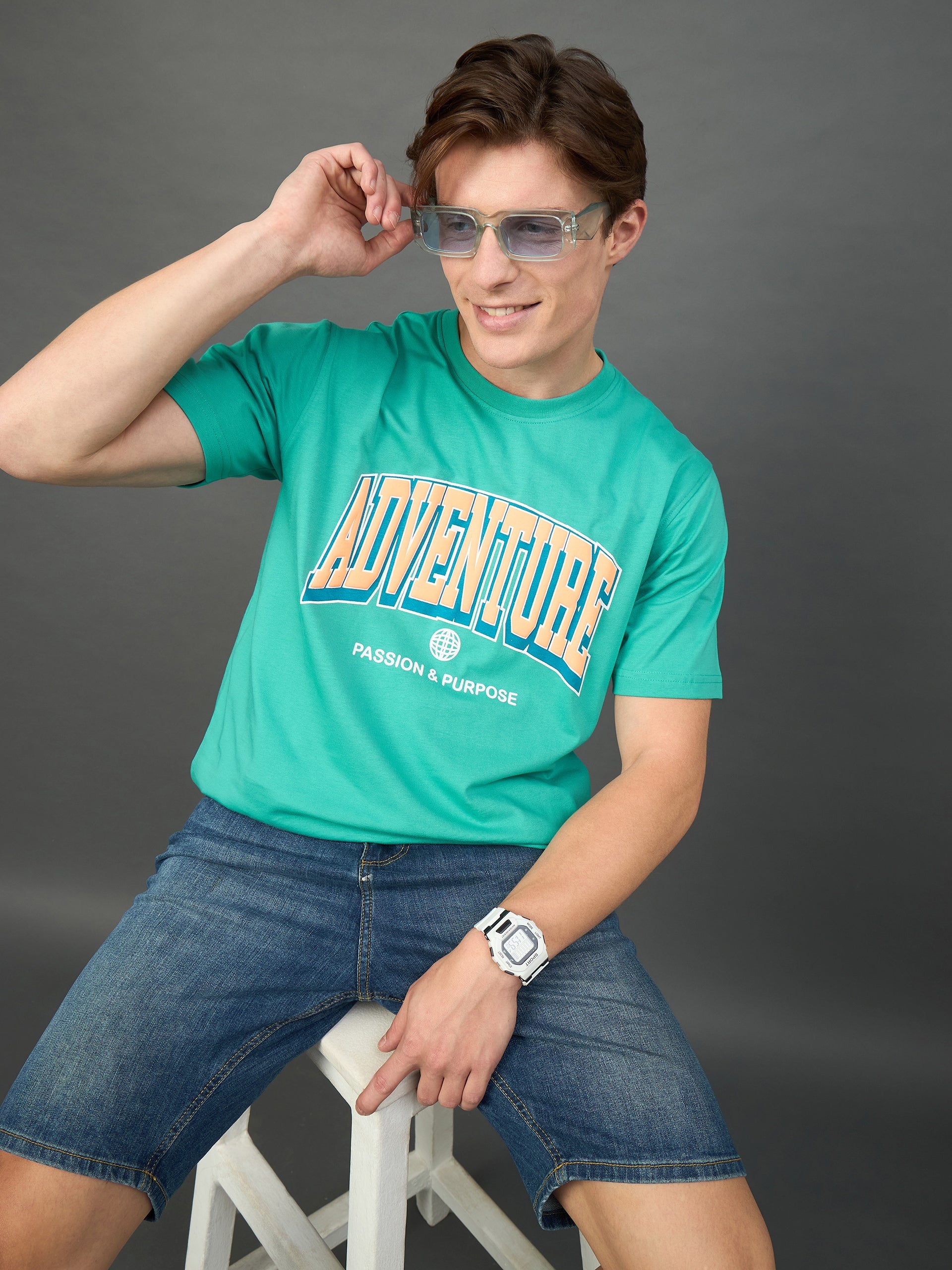 Sea Green Printed T-Shirt