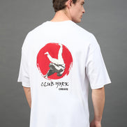 White Printed Oversized T-Shirt