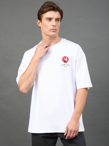 White Printed Oversized T-Shirt
