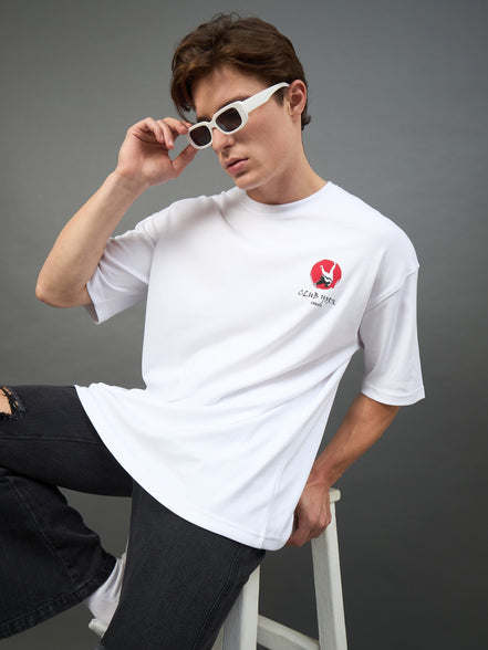 White Printed Oversized T-Shirt