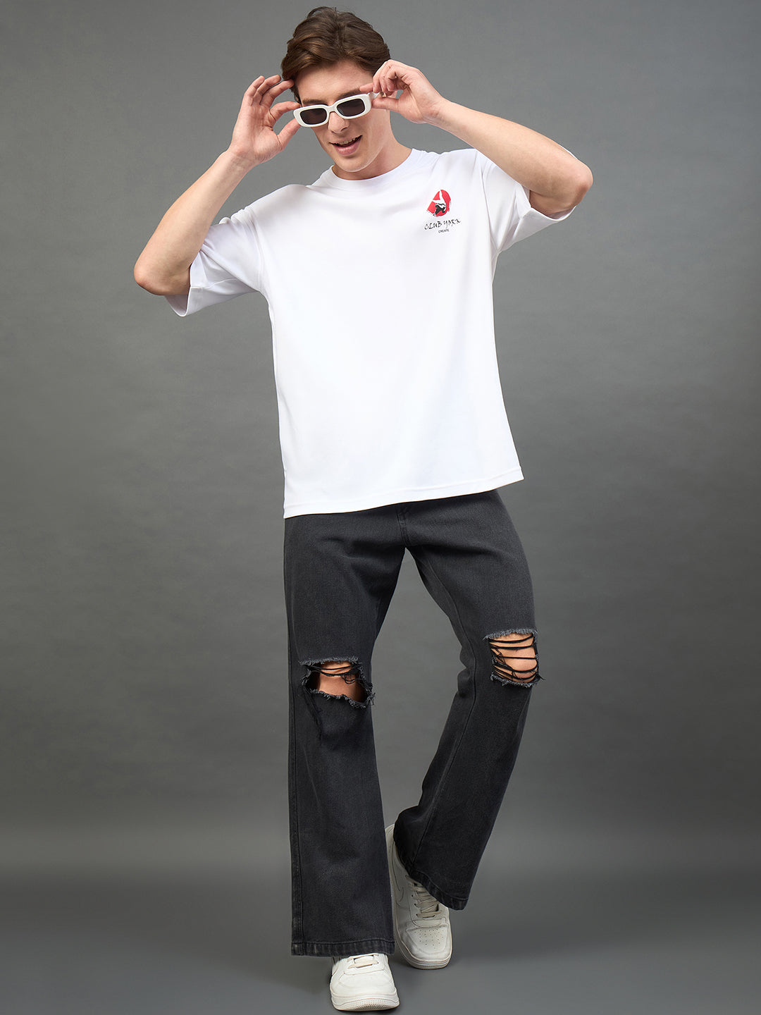 White Printed Oversized T-Shirt