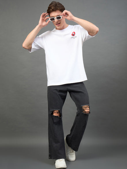 White Printed Oversized T-Shirt