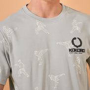 Men Grey Print Regular Fit T-Shirt