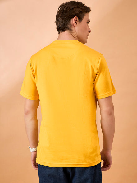 Men Yellow Print Regular Fit T-Shirt