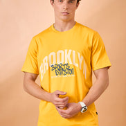 Men Yellow Print Regular Fit T-Shirt