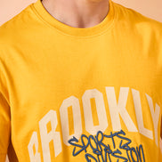 Men Yellow Print Regular Fit T-Shirt
