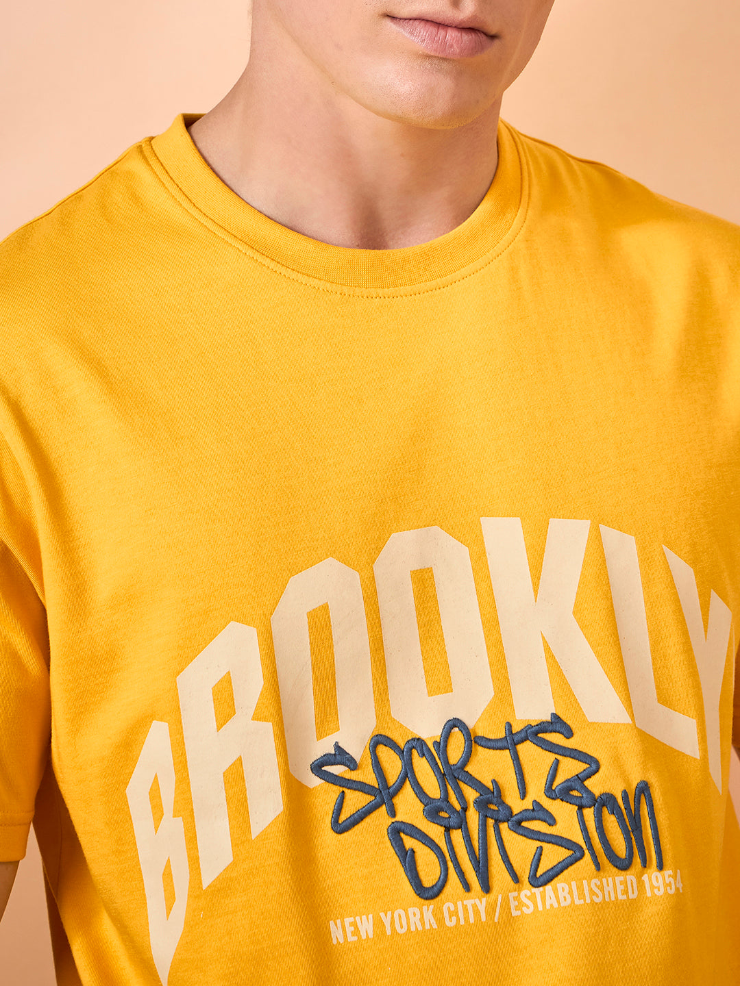 Men Yellow Print Regular Fit T-Shirt