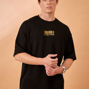 Men Black Print Over size T-Shirt