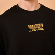 Men Black Print Over size T-Shirt
