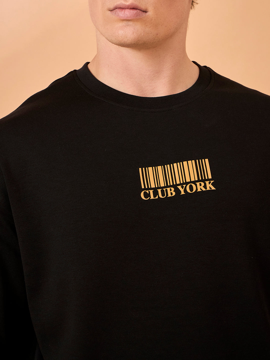 Men Black Print Over size T-Shirt