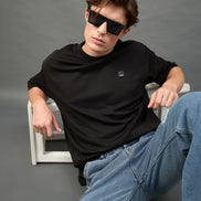 Black Solid Over Size T-Shirt