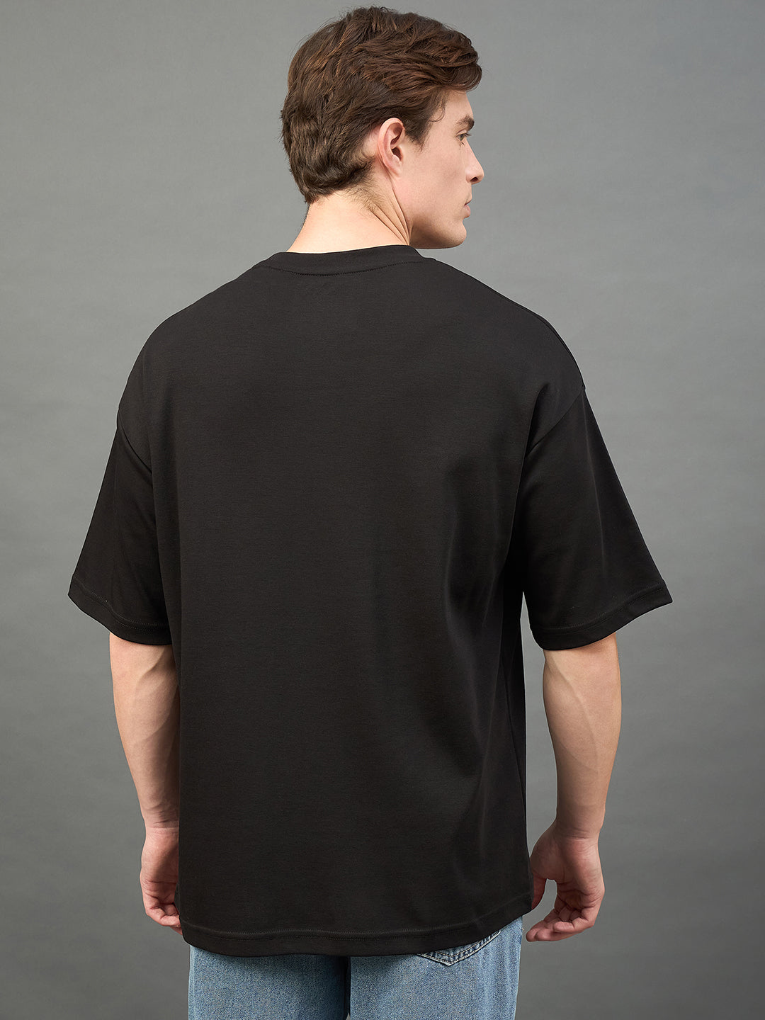 Black Solid Over Size T-Shirt