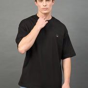 Black Solid Over Size T-Shirt