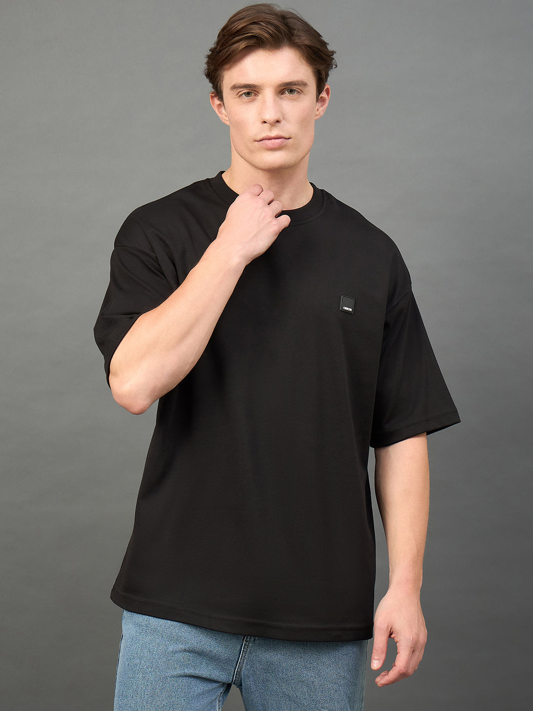 Black Solid Over Size T-Shirt