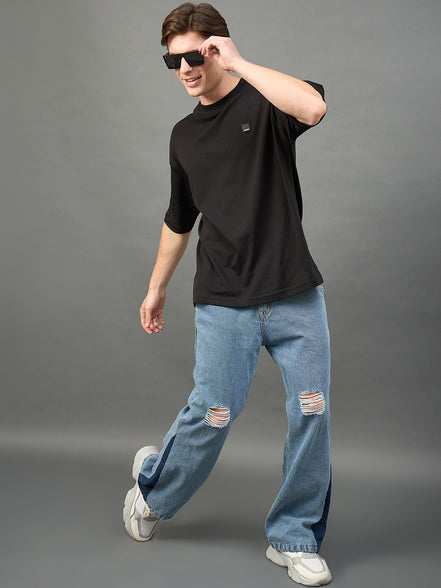Black Solid Over Size T-Shirt