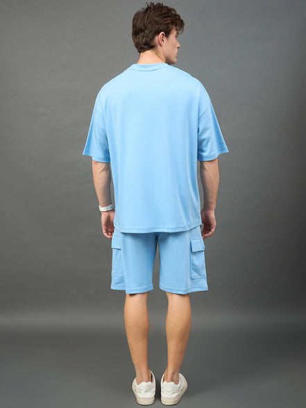 Light Blue Solid Over Size T-Shirt