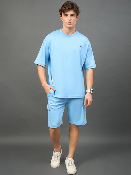 Light Blue Solid Over Size T-Shirt