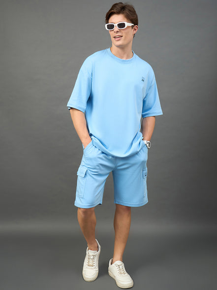 Light Blue Solid Over Size T-Shirt