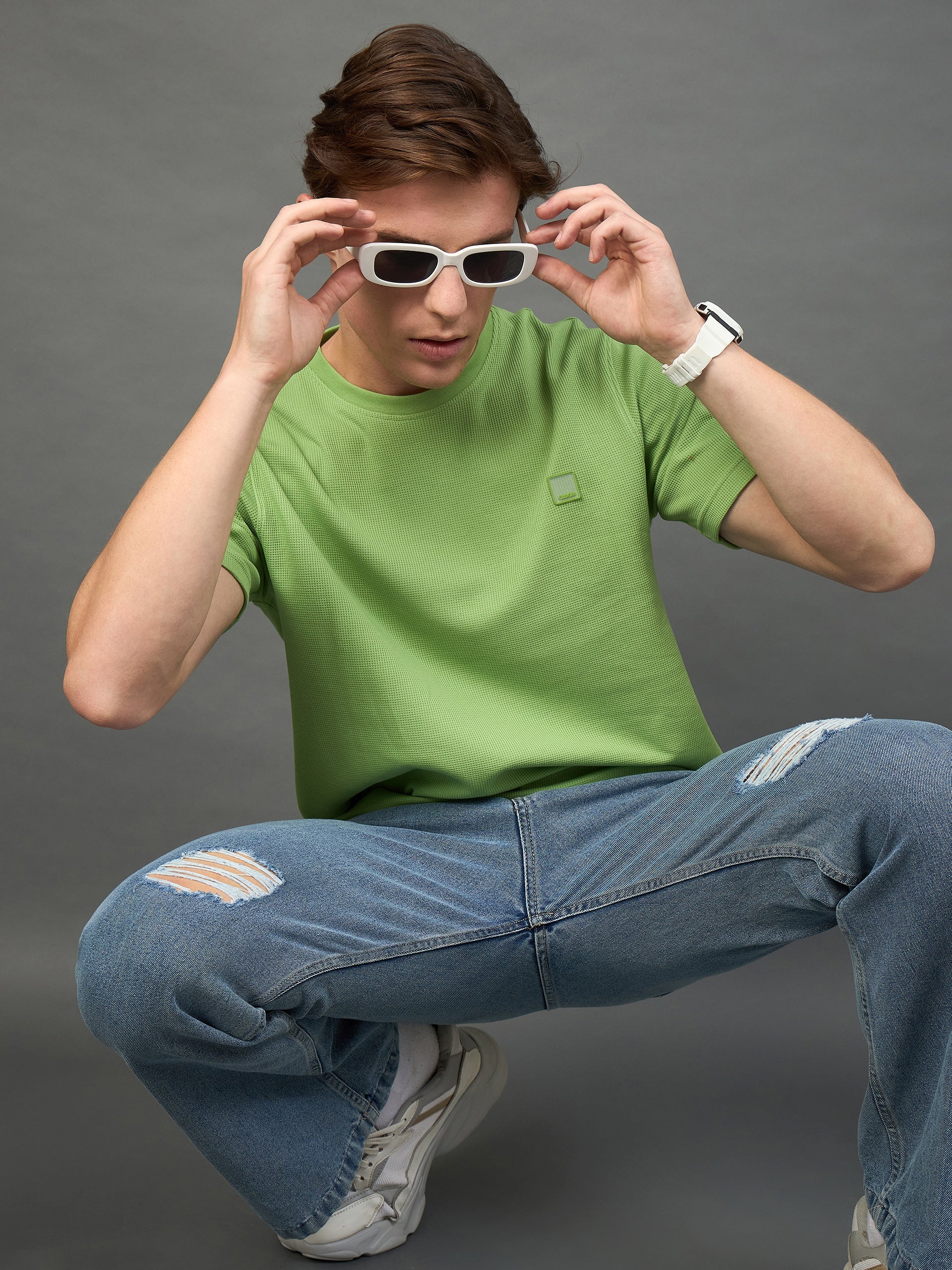 Green Solid T-Shirt