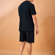 Men Navy Solid Regular Fit T-Shirt